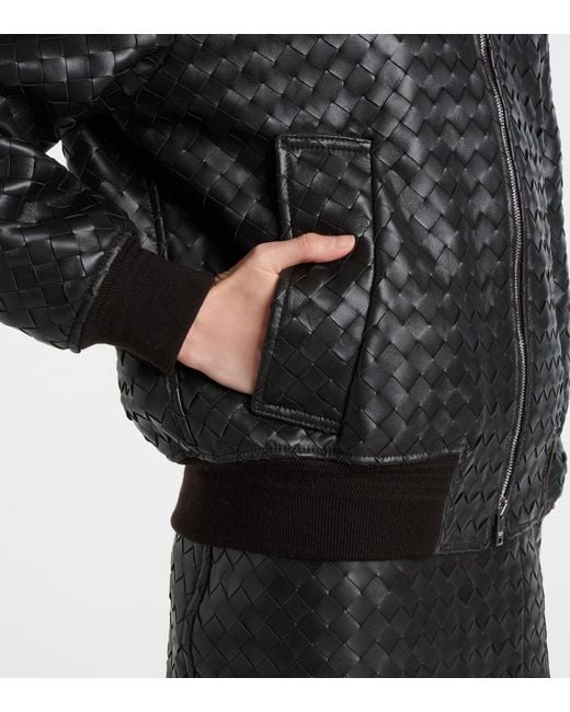 Bottega Veneta Black Intrecciato Leather Jacket