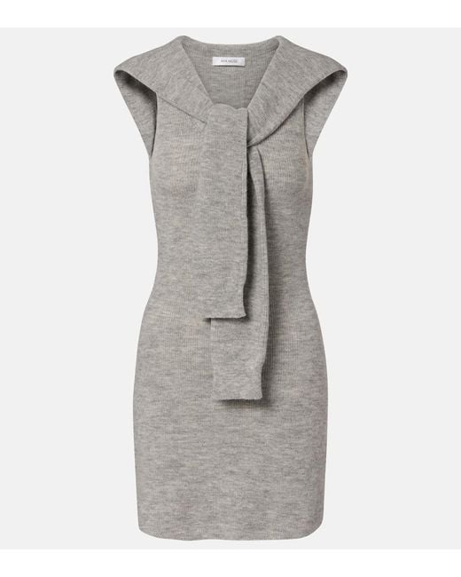 AYA MUSE Gray Vao Wool-Blend Minidress