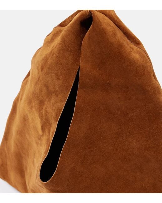 The Row Brown Bindle Small Suede Tote Bag
