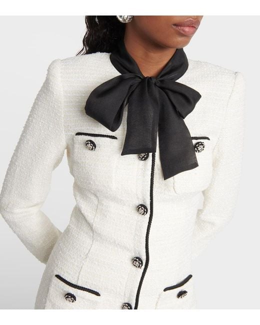 Vestido de tweed boucle boucle de autorretrato Self-Portrait de color White