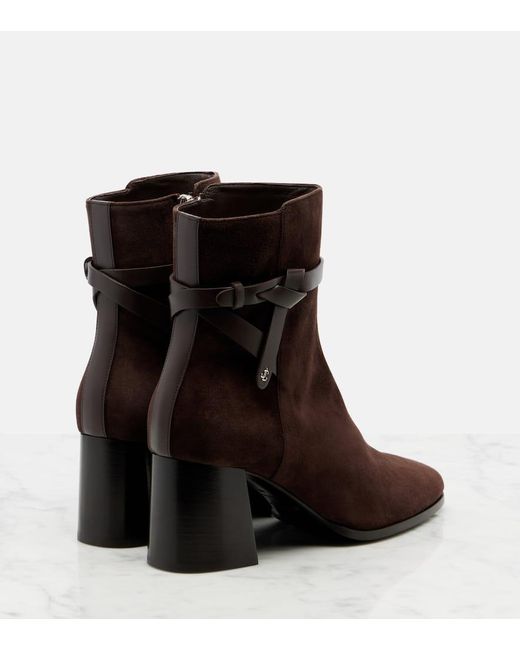 Jimmy Choo Brown Ankle Boots Lawton 65 Aus Veloursleder