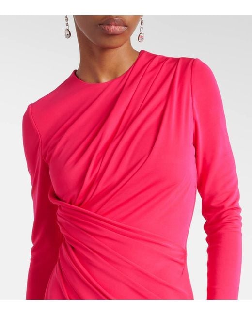 Abito Lungo Con Ruches di Elie Saab in Red