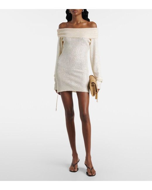 Bananhot White Rory Sequined Knitted Minidress