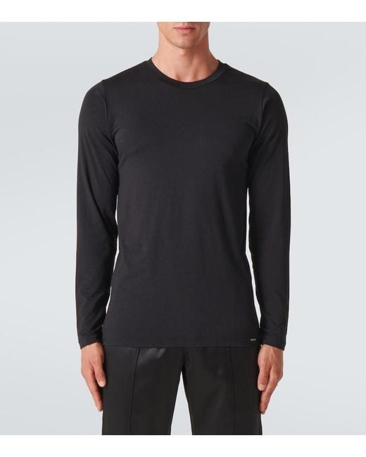 Tom Ford Black Slim-Fit Stretch Cotton And Modal-Blend Jersey T-Shirt for men