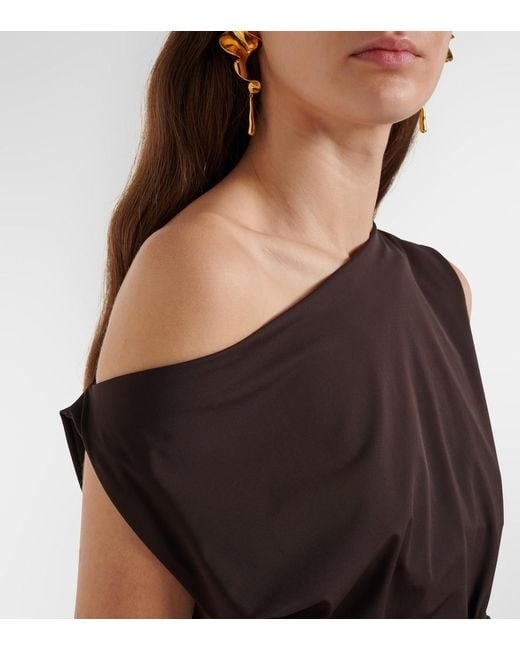 Rohe Brown One-Shoulder Jersey Wrap Top