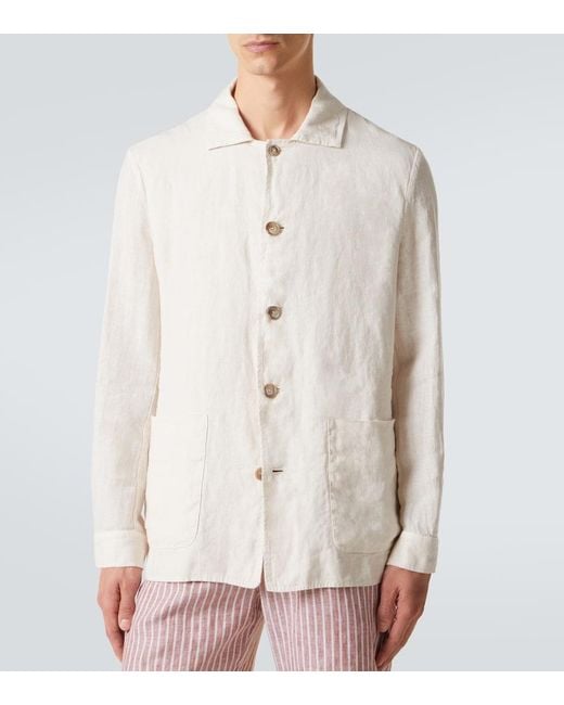 Fedeli White Oxford Linen Jacket for men