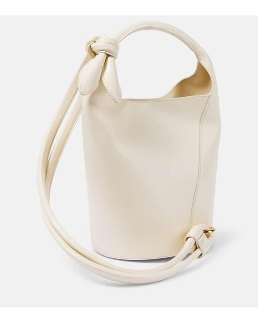 Jacquemus White Le Petit Tourni Mini Leather Bucket Bag