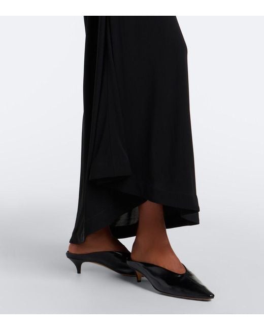 Bottega Veneta Black Gathered Jersey Maxi Dress
