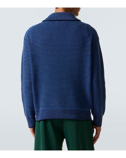 J.W. Anderson Blue Striped Half-Zip Sweater for men