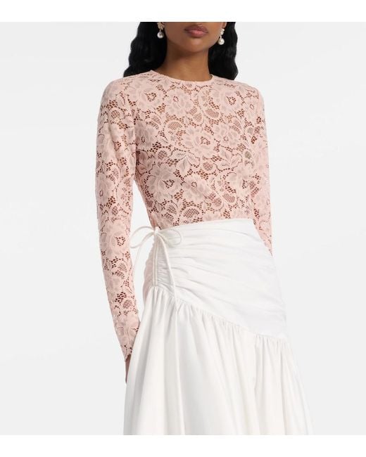 Self-Portrait Pink Floral Lace Bodysuit