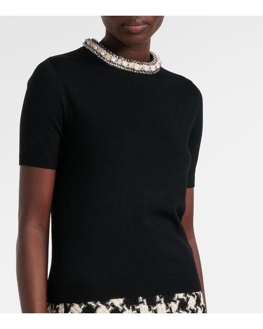 Valentino Black Embroidered Virgin Wool Top