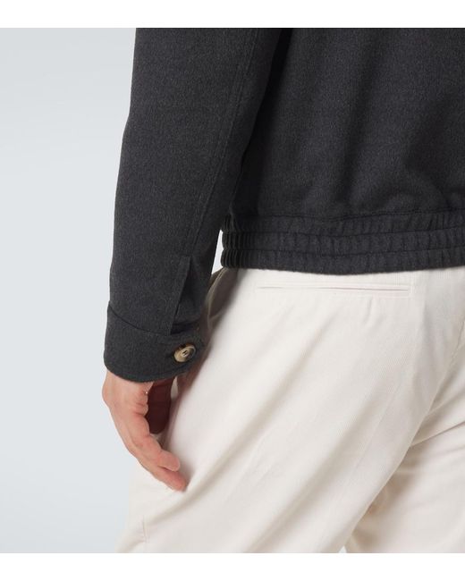 Brunello Cucinelli Black Virgin Wool Blouson Jacket for men