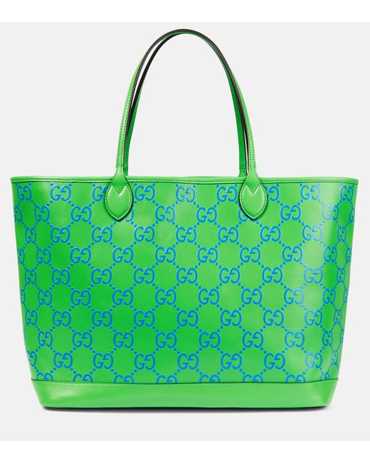 Gucci Green Large GG-embossed Leather Tote