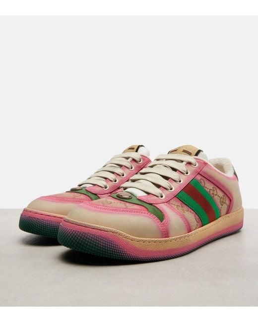 Gucci Pink Serigraphy Screener Trainer