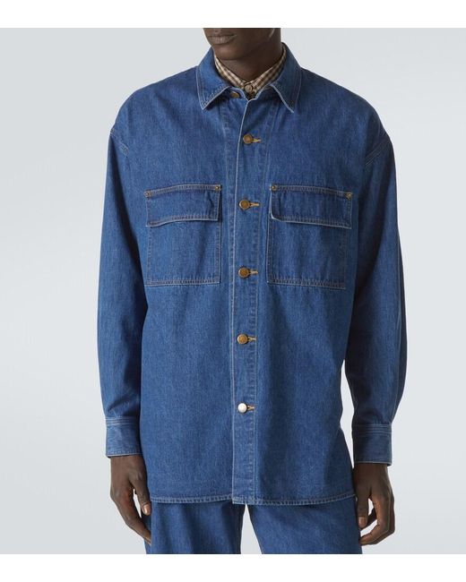 Camisa De Denim Auralee de hombre de color Blue