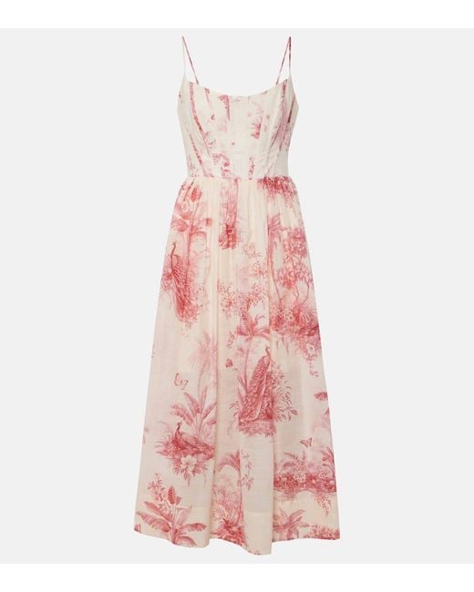 Zimmermann Pink Waverly Floral Cotton Bustier Dress