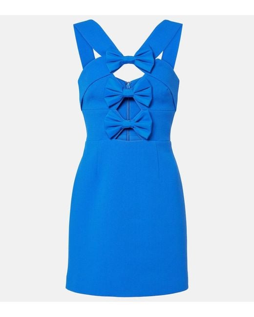 Rebecca Vallance Blue Antonella Bow-Detail Taffeta Minidress