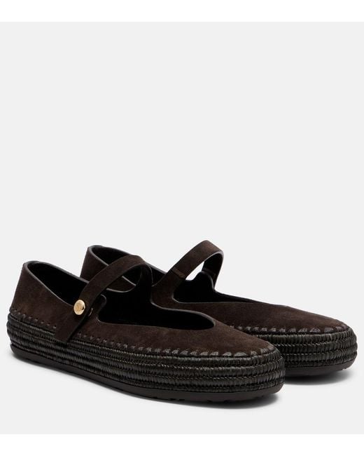 Loewe Black Paula's Ibiza Rio Suede Mary Jane Flats