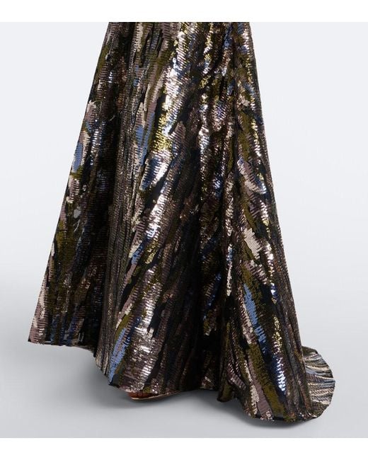 Elie Saab Black Embellished Silk-Blend Bustier Gown