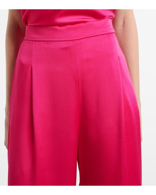 Max Mara Red Ieti Satin Wide-Leg Pants