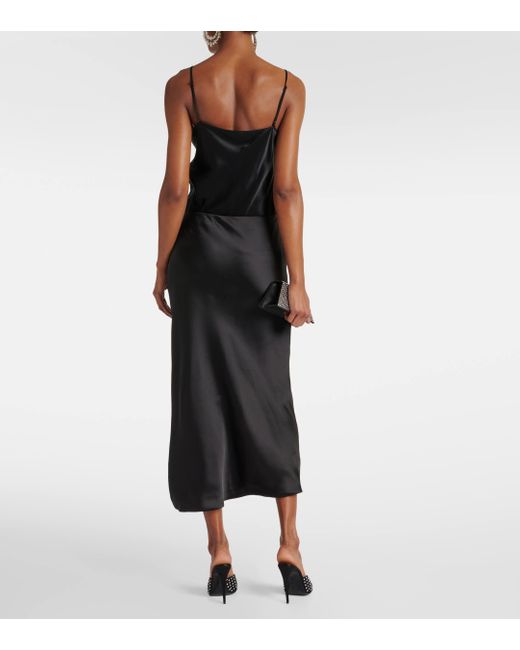 Norma Kamali Black High-rise Satin Maxi Skirt