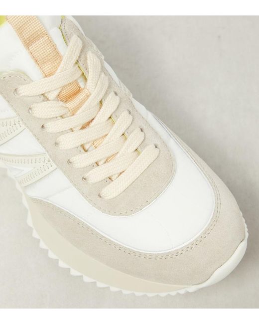 Moncler White Pacey Suede-trimmed Sneakers