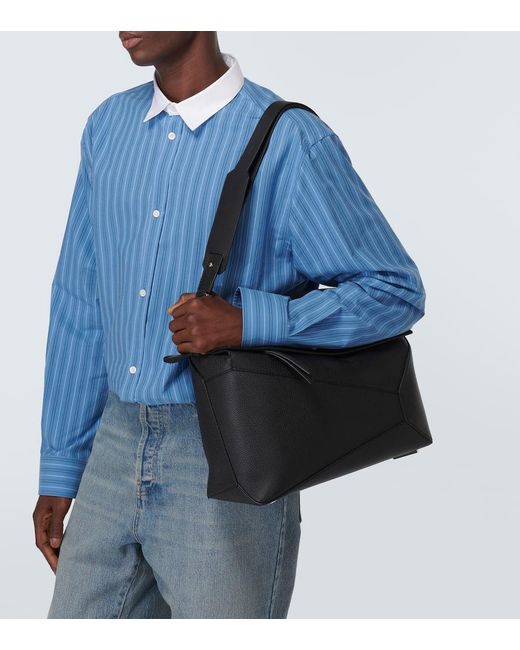 Loewe Black Puzzle Large Leather Tote Bag for men