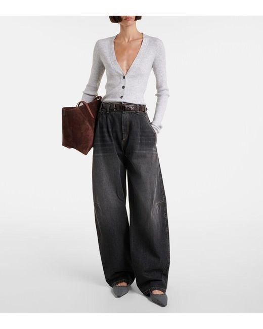 Brunello Cucinelli Blue Ribbed-Knit Cardigan