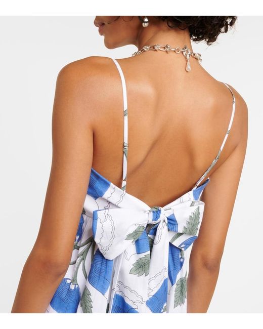 Juliet Dunn Blue Bellflower Cotton Midi Dress