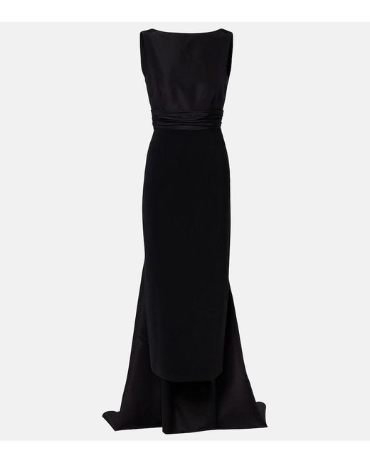 Carolina Herrera Black Bow-Detail Satin-Trimmed Faille Gown