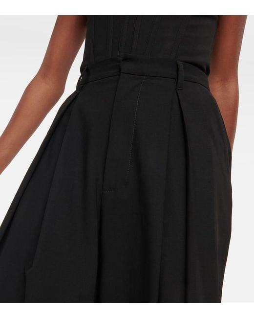 GIUSEPPE DI MORABITO Black Wool-Blend Wide-Leg Pants