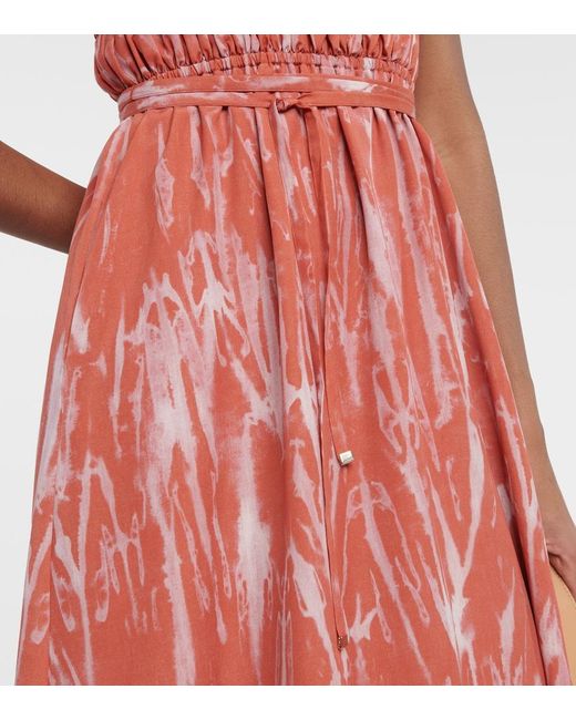 Altuzarra Red Fiona Ruched Midi Dress
