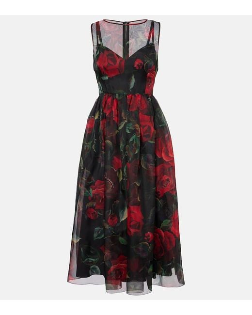 Dolce & Gabbana Red Floral Silk Cocktail Dress