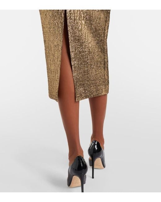 Roland Mouret Natural Draped Lame Jacquard Cocktail Dress