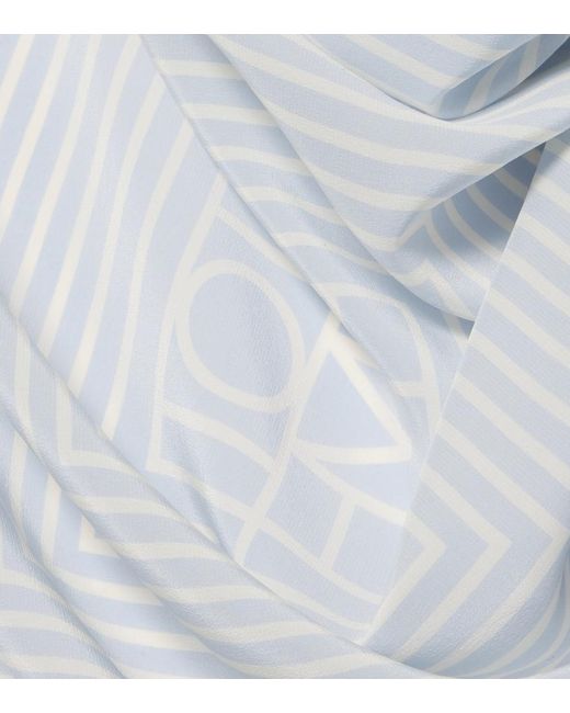 Totême Blue Monogram Silk Scarf