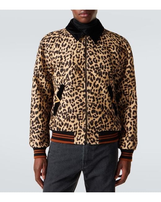 Valentino Brown Vgold Leopard-Print Wool Blouson Jacket for men