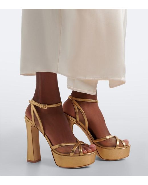 Malone Souliers Metallic Sylvie Leather And Mesh Platform Sandals
