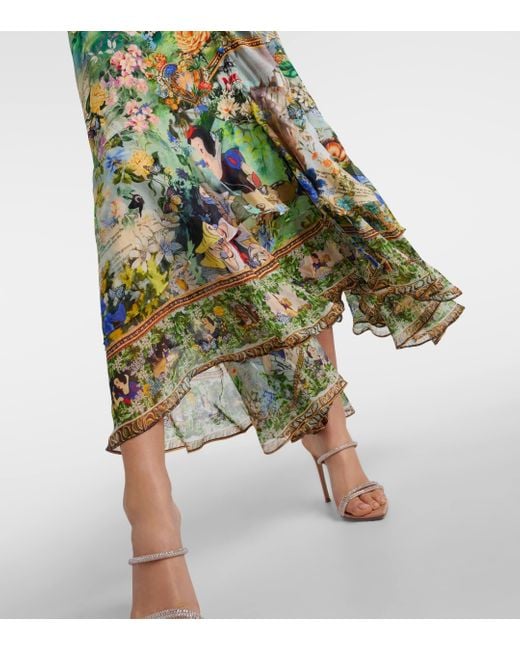 Camilla Green Embellished Printed Silk Maxi Dress