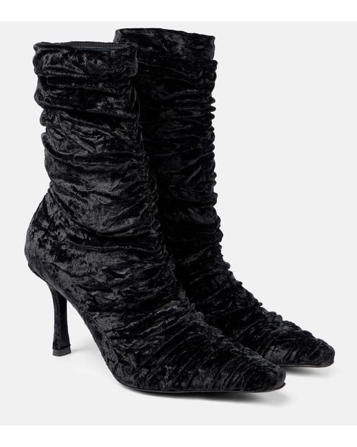 Jimmy Choo Black Lotta 85 Velvet Ankle Boots