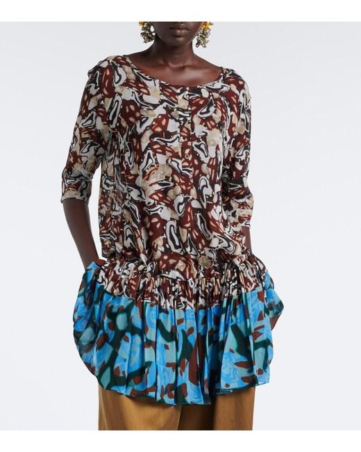 Dries Van Noten Brown Printed Minidress