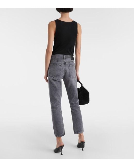 Citizens of Humanity Gray Charlotte High-Rise Straight Jeans
