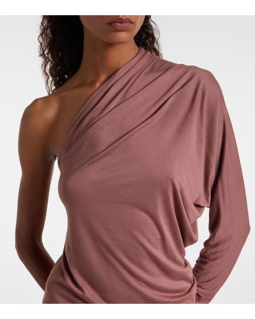 Rick Owens Pink Diana One-Shoulder Jersey Top