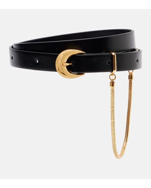 Jil Sander Black Curve Chain-Detail Leather Belt