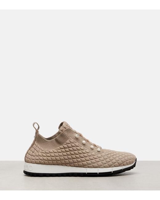 Jimmy Choo Natural Veles Faux Pearls Embellished Sneakers