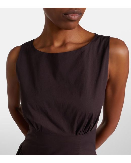 Staud Brown Gwen Cotton Poplin Midi Dress