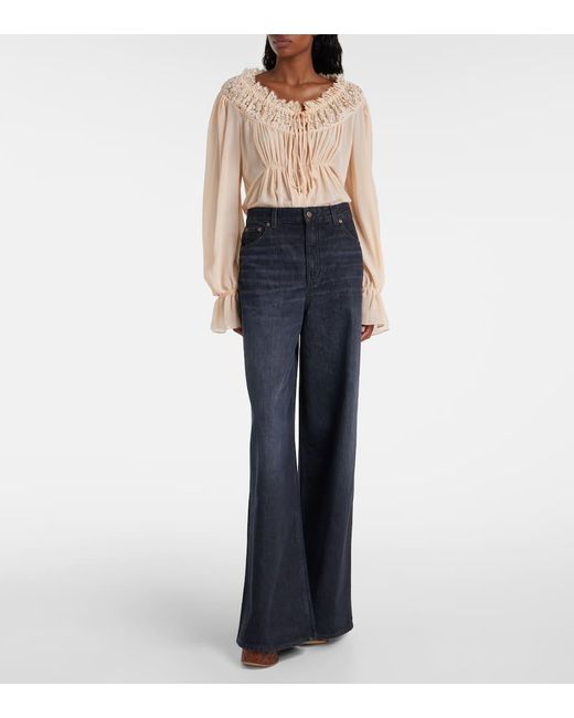 Chloé Blue High-Rise Wide-Leg Jeans