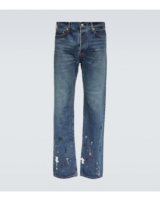 Undercover Blue Beaded Straight Jeans for men
