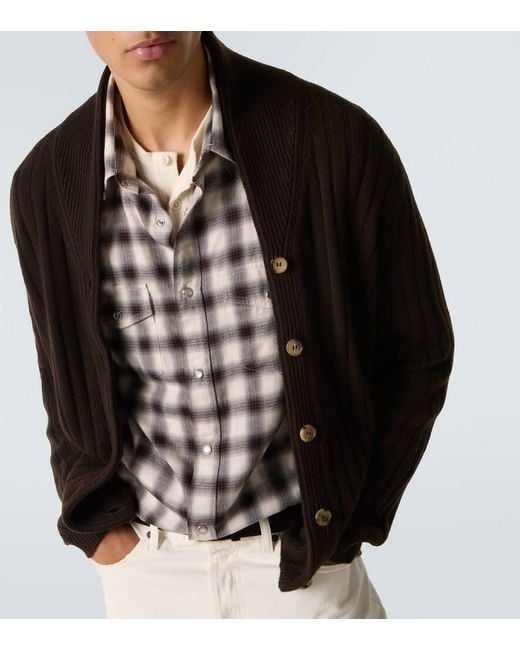 arch4 Black Mr Denver Ribbed-Knit Cashmere Cardigan for men