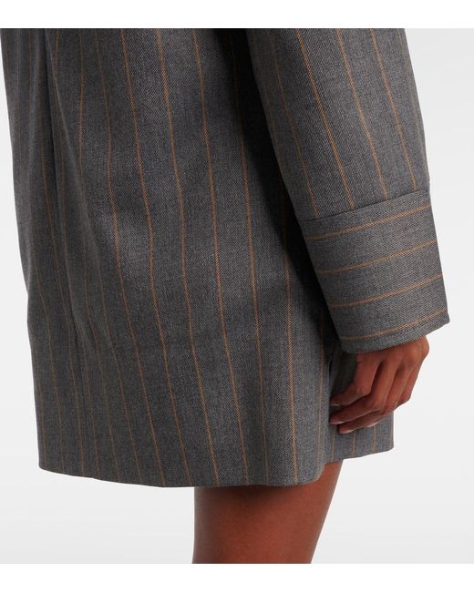 Ganni Gray Stripe Circle Collar Dress