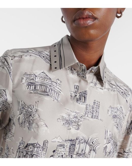 Max Mara Natural Fado Printed Silk Shirt